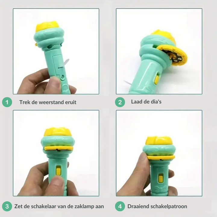 DreamBeam 2-in-1: Projektor & Taschenlampe für Kinder, vielseitiges Spielzeug und beruhigende Einschlafhilfe.
