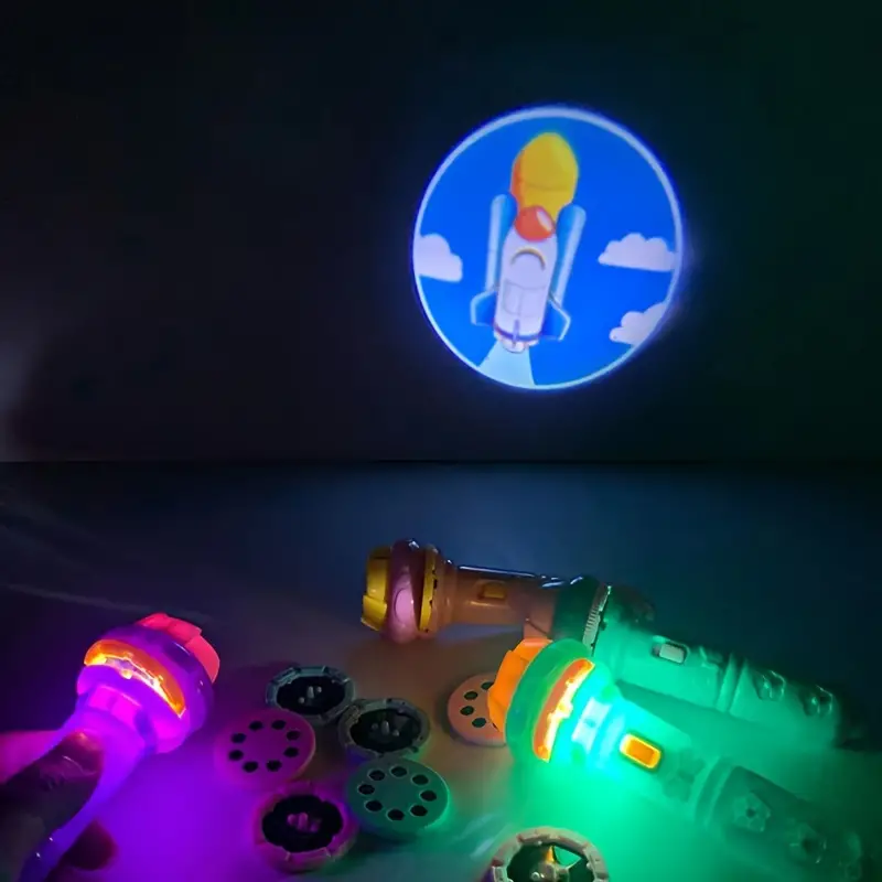 DreamBeam Kinder Projektor Taschenlampe zaubert farbige Abenteuerbilder an Wand & Decke.