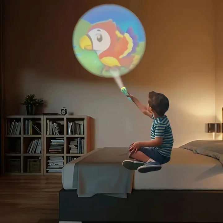 Montessori-inspiriert: DreamBeam Projektor Taschenlampe für Kinder, regt zum Entdecken & Lernen an.