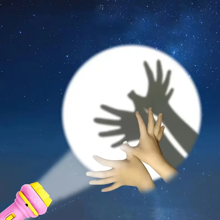 Robuste DreamBeam Projektor Taschenlampe für Kinder, farbenfrohes Design, ideal als Spielzeug & Nachtlicht.