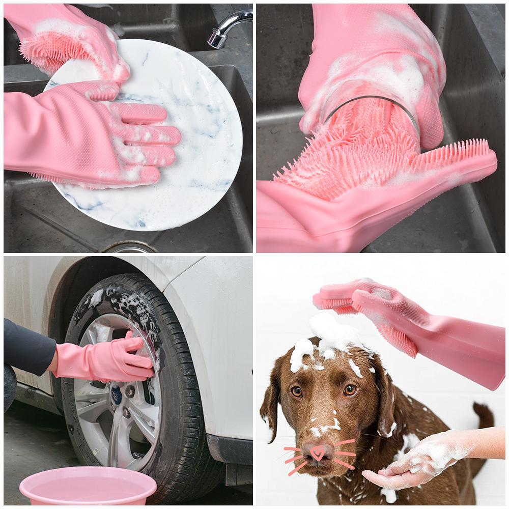Magische Silikon-Reinigungshandschuhe: Effektive Haushaltshandschuhe für mühelose Sauberkeit & Abwasch.