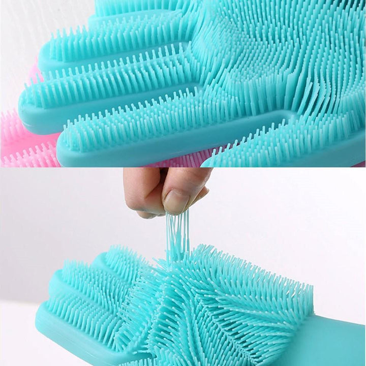 Hitzebeständige Silikon-Reinigunghandschuhe für Abwasch, Bad & Küche. Praktischer Haushaltshandschuh.