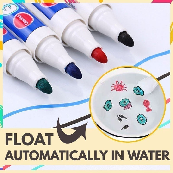 Magische Wasserfarben Stifte für Kinder, 4 schwimmende Farben, ungiftig für kreatives Malen auf Wasser.