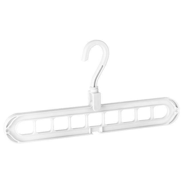 Faltbarer Kleiderbügel mit schwenkbaren Haken, ideal für schmale Schränke und optimierte Kleideraufbewahrung.
