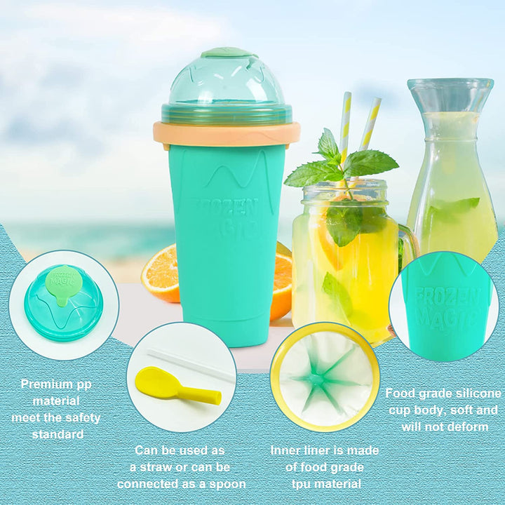 Wiederverwendbarer Silikon Slushy Maker Becher, perfekt für hausgemachte Slushies & Eisgetränke.
