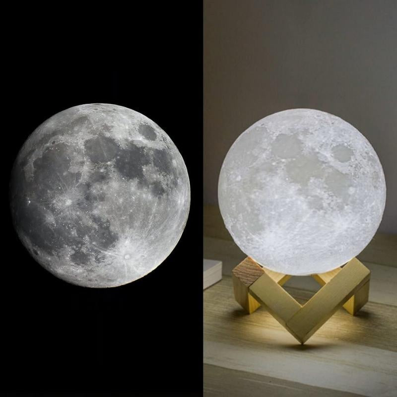 Dekorative 3D Mondlampe als besondere Geschenkidee, ideal für Schlafzimmer und als Stimmungslicht.