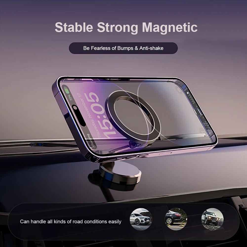 Faltbare Handyhalterung für Auto, magnetisch. 360° drehbar für optimalen Blickwinkel am Armaturenbrett.