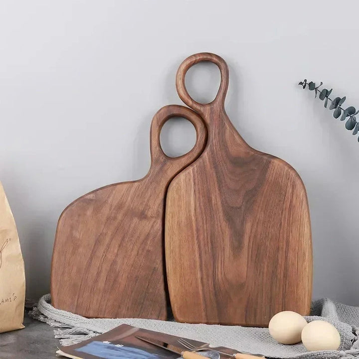 Zweier-Set Walnuss-Schneidebretter, massives Holz für Küche & Vorspeisen. Ideal zum Schneiden & Servieren von Speisen.
