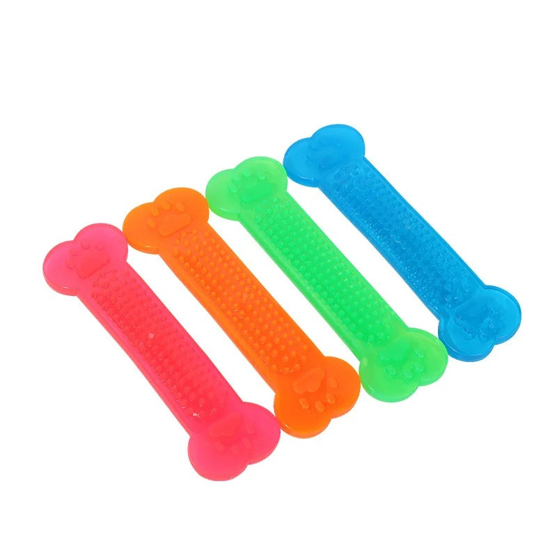 4er Set widerstandsfähige Gummiknochen für Hunde, ideal für starke Kauer und Welpen zum Spielen.