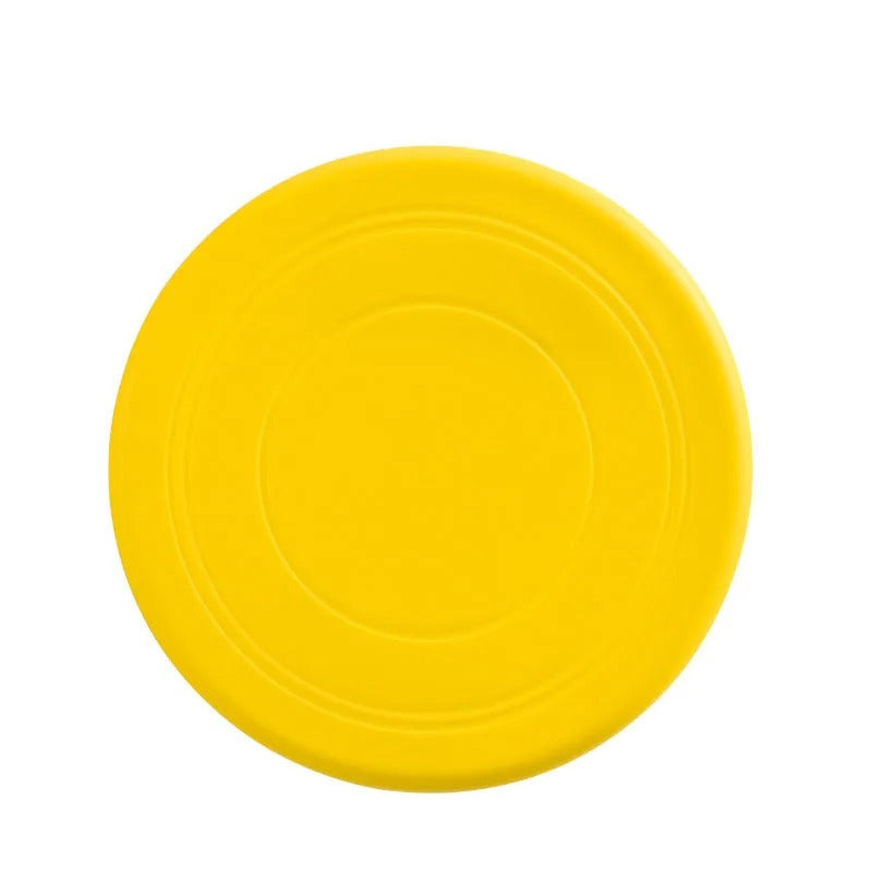 Langlebiges Silikon-Frisbee für Hunde, ideal für Apportierspiele im Freien; robust und sanft zu Zähnen.