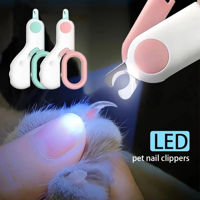 Professionelle Haustier-Nagelschere mit hellem LED-Licht für sichere Krallenpflege bei Hunden & Katzen.