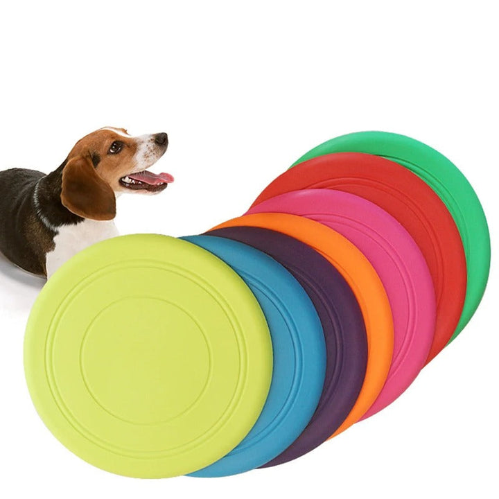 Farbiges Silikon-Frisbee Hundespielzeug für langanhaltenden Outdoor-Spaß; robust & zahnfreundlich.