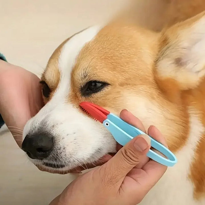 Edelstahl Augenkamm für Haustiere, ideal zur sanften Augenpflege & Entfernung von Tränenflecken bei Hund & Katze.