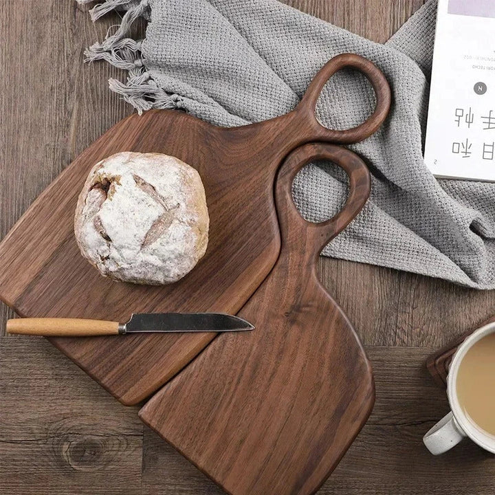 Elegantes Walnuss-Holzbrett, Doppelset für die Küche. Perfekt als Schneidebrett oder Servierbrett für Käse & Charcuterie.