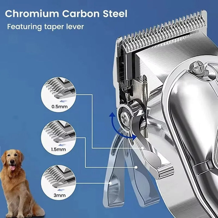Leise Hundeschermaschine mit leistungsstarkem Akku für kabellose, professionelle Tierfellpflege.
