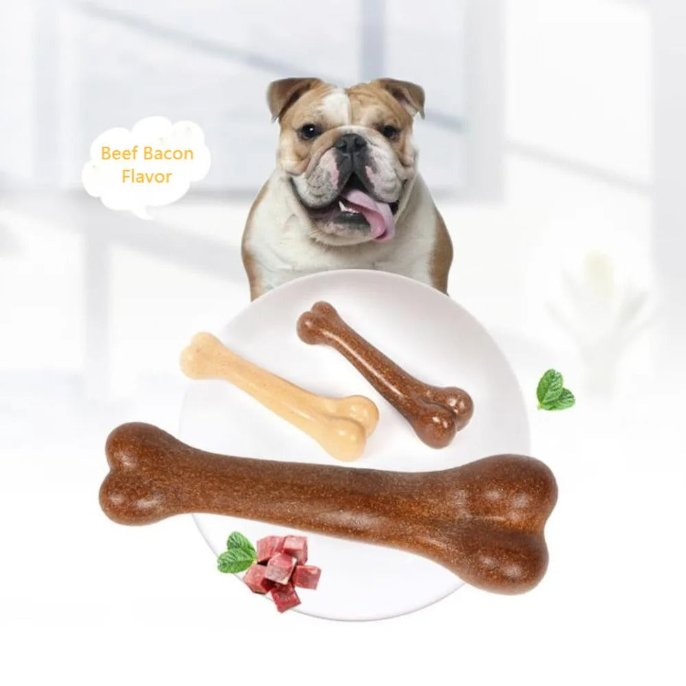 Robuster, braun-gelber ChewBone Hundeknochen, ideales Spielzeug für Zahnpflege & gesunden Kaubedarf von Hunden.