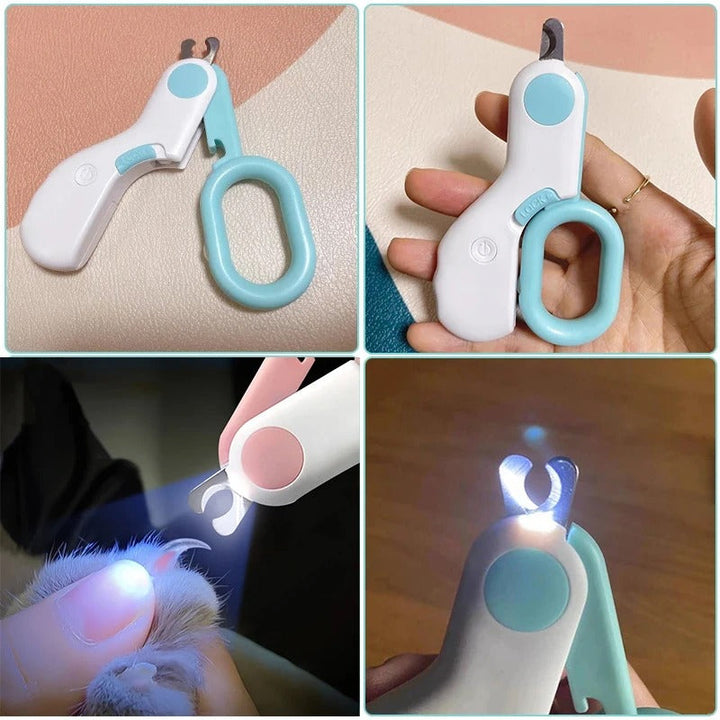 Komfortable Profi-Nagelschere mit LED-Licht für stressfreie Haustierpflege, geeignet für Heimtierkrallen.
