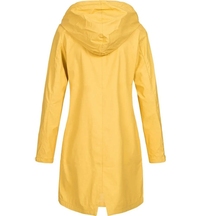Damen Regenmantel, lang & wasserdicht, in Marineblau. Stilvolle Outdoor-Damenjacke für Wetterschutz.