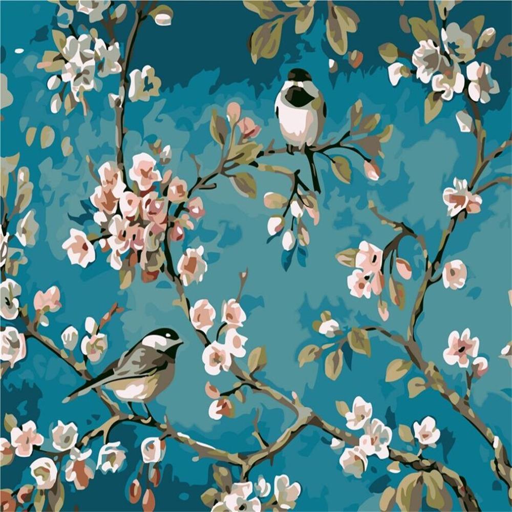 Malen nach Zahlen Set: Wunderschöne Kirschblüten-Motive für kreative Entspannung und DIY Kunst.