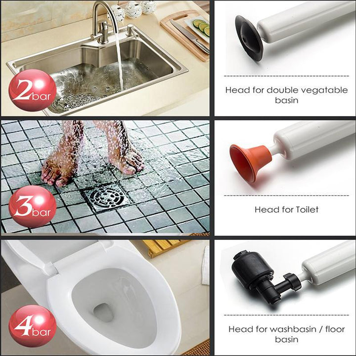 Effizienter Abflussblaster beseitigt schnell Verstopfungen in der Toilette. Manuell & ohne Chemie.