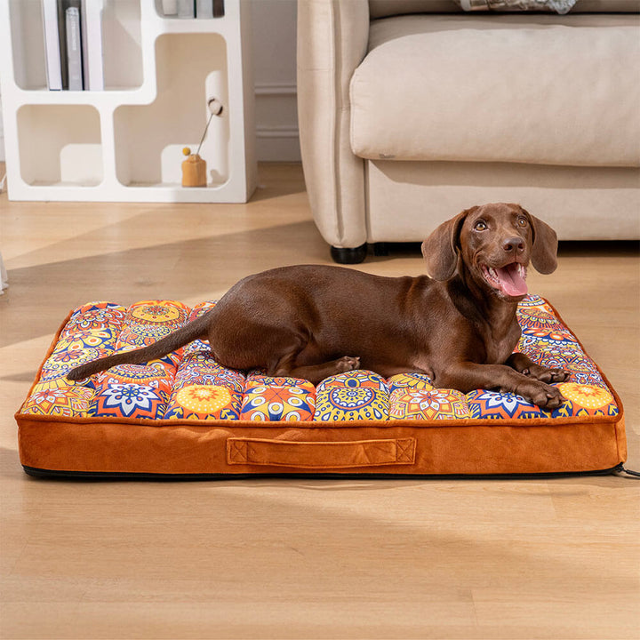 Nahaufnahme der orthopädischen Füllung des Hundebetts: Memory-Schaum für optimalen Schlafkomfort & Gelenkentlastung.