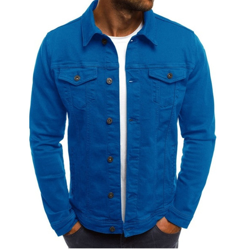 Klassische Herren Freizeitjacke aus Denim, Modell "Mason", mit Knopfverschluss und Brusttaschen, stilvoll.