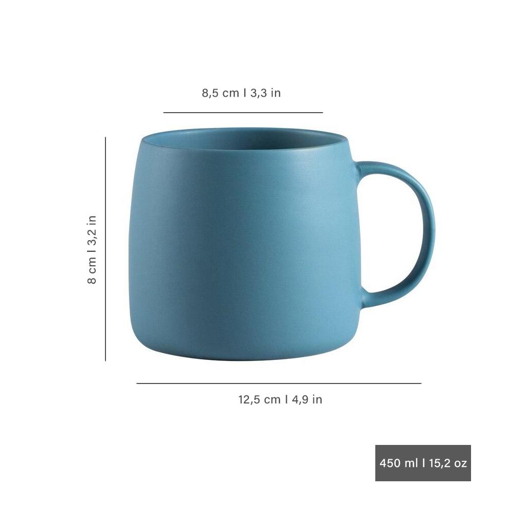 Stilvolle Kaffeetasse aus mattem Keramikporzellan, skandinavischer Look; ideal für moderne Küchen.
