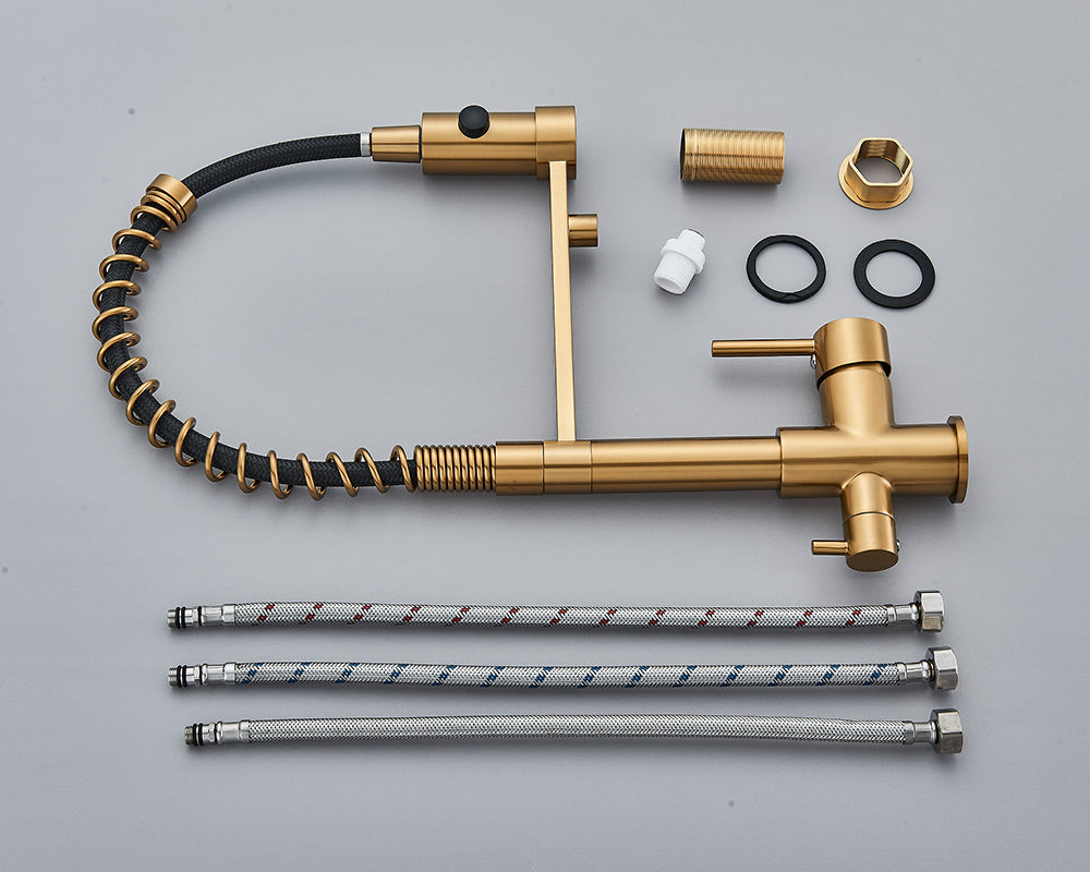 Eleganter Küchenwasserhahn mit Filterfunktion, Dualauslauf. Moderne Designarmatur.