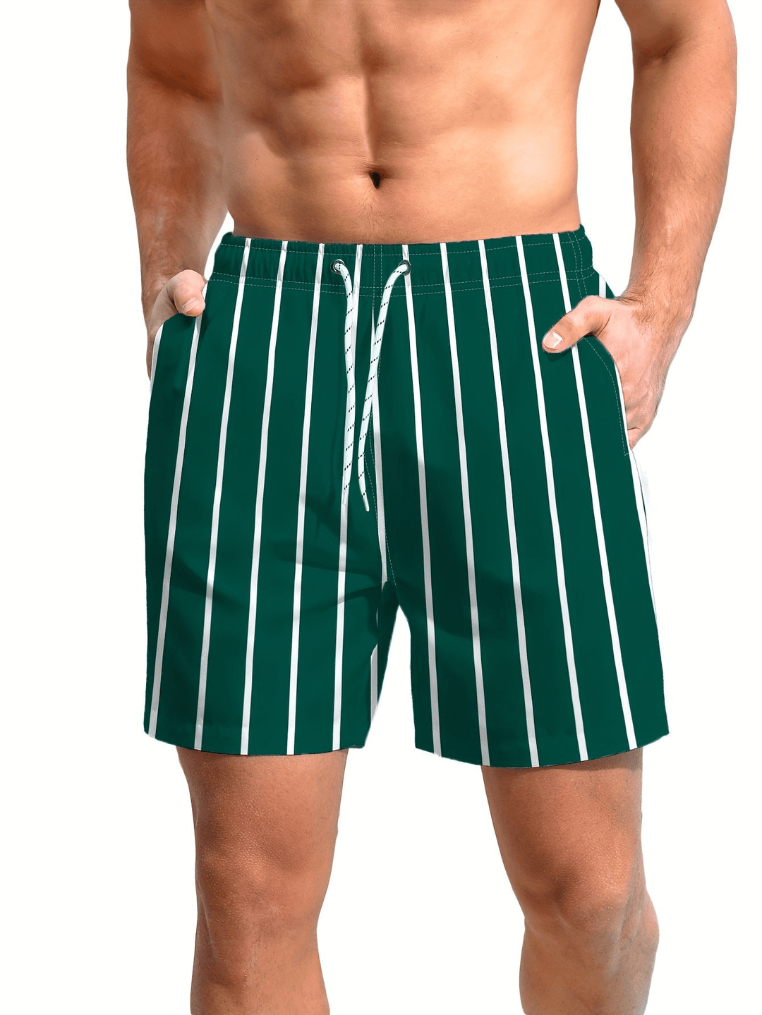 Herren Badeshorts (seitlich). Schnelltrocknend, bequeme Passform mit praktischen Taschen für Strand & Urlaub.