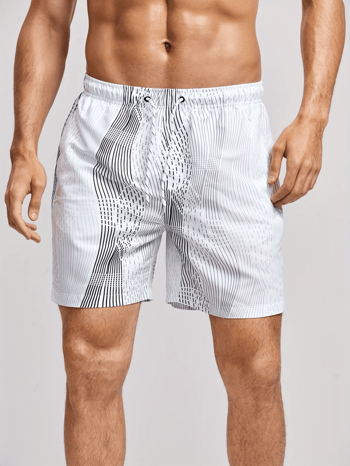 Detaillierte Ansicht schnelltrocknende Herren Badeshorts. Hochwertige Strandmode für Schwimmen & Sport.