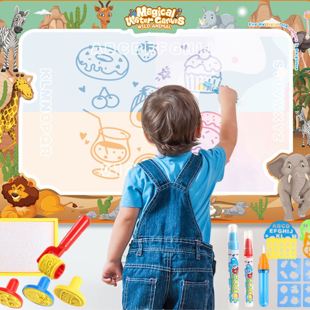 Magische Wasser Zeichenmatte für Kinder, fördert Kreativität & sauberen Malspaß ohne Flecken.