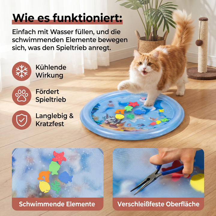 Haustier-Kühlmatte: Innovatives Wasserbett für Katzen. Ideal zur Abkühlung und Entspannung.