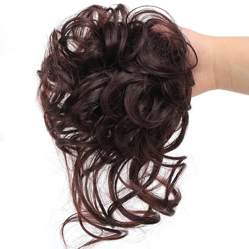Messy Bun Dutt Haarteil; natürlicher Look & Fülle; perfekte schnelle Frisur für Haarstyling.