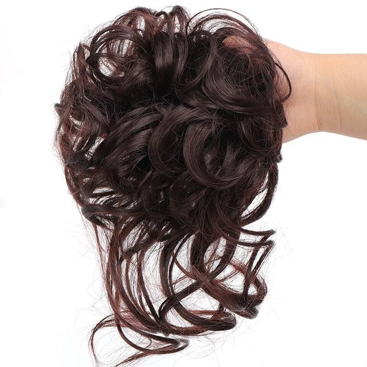 Messy Bun Dutt Haarteil; natürlicher Look & Fülle; perfekte schnelle Frisur für Haarstyling.