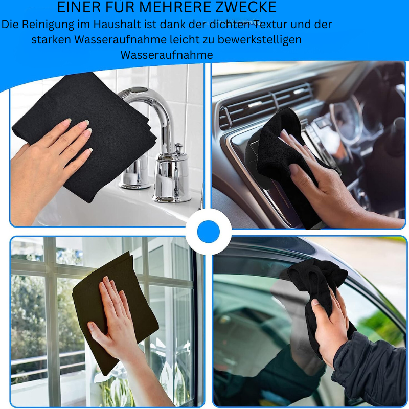 Mikrofasertücher 10er Set für streifenfreie Glasreinigung von Spiegeln & Fenstern im Haushalt.