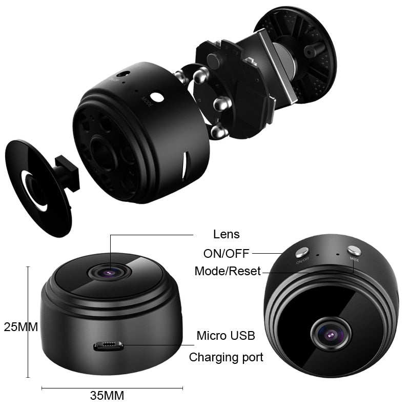 Weitwinkel Full HD Mini Kamera, großer Erfassungsbereich, umfassende Sicherheit.