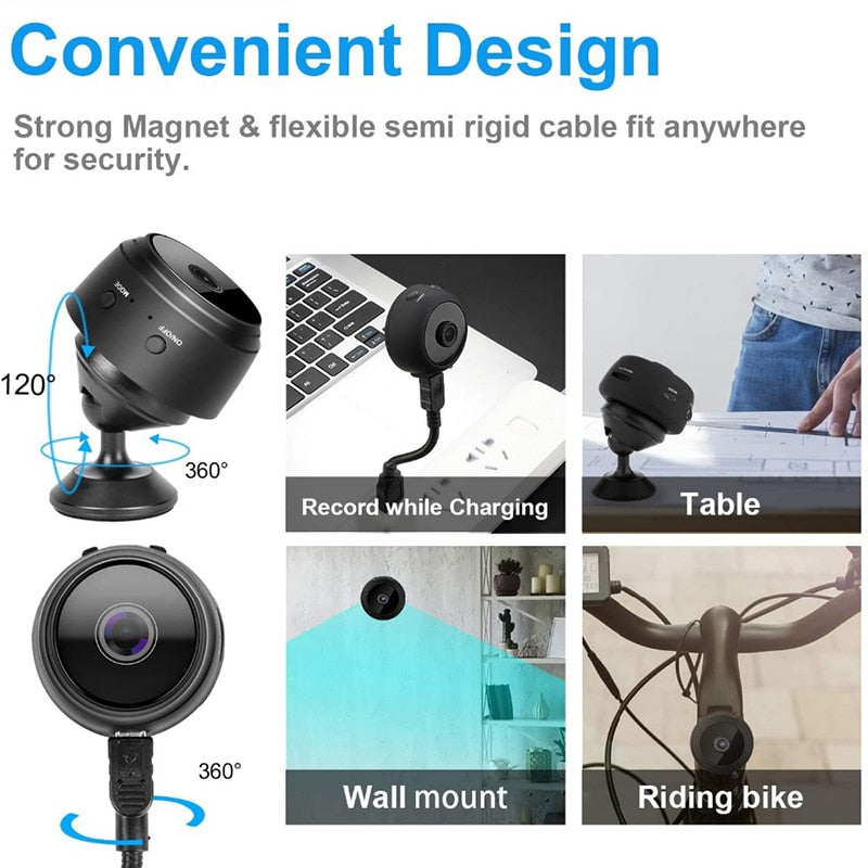 Modernes, unauffälliges Design der Mini Smart Kamera, passt in jede Umgebung.