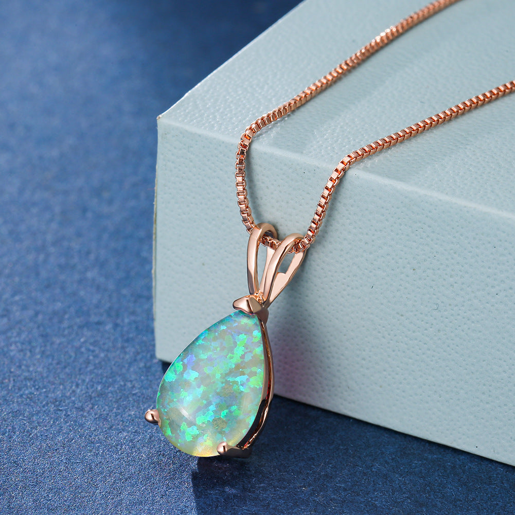 Einzigartige Opal-Tropfen-Halskette, feiner Damenschmuck für jeden Anlass.