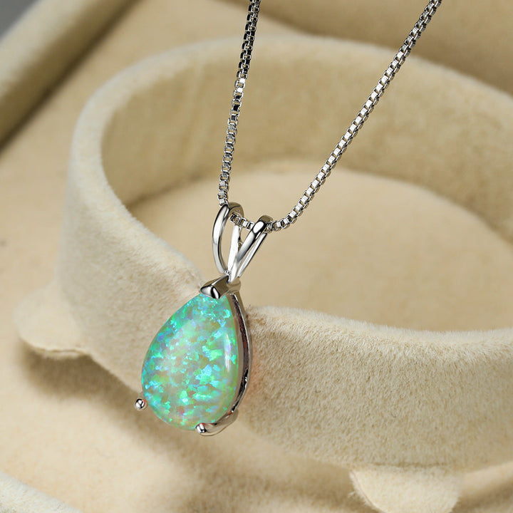 Minimalistischer Schmuck: Opal-Tropfen-Halskette für Damen, stilvolles Geschenk.