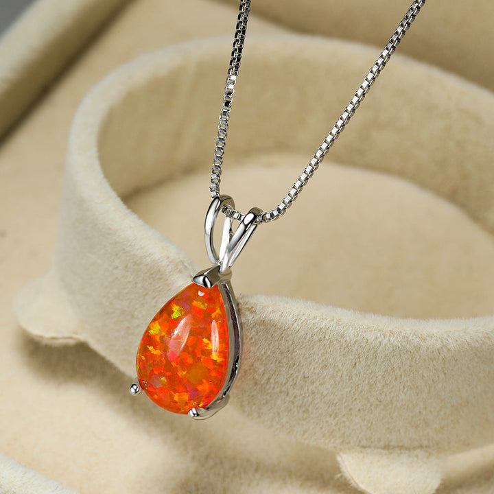 Damen-Geschenk: Opal-Tropfen-Halskette, eleganter minimalistischer Schmuck.