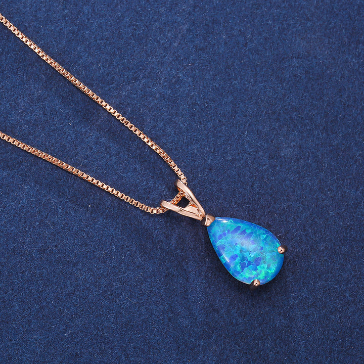 Glänzende Opal-Tropfen-Halskette für Damen, perfektes Schmuck-Geschenk.