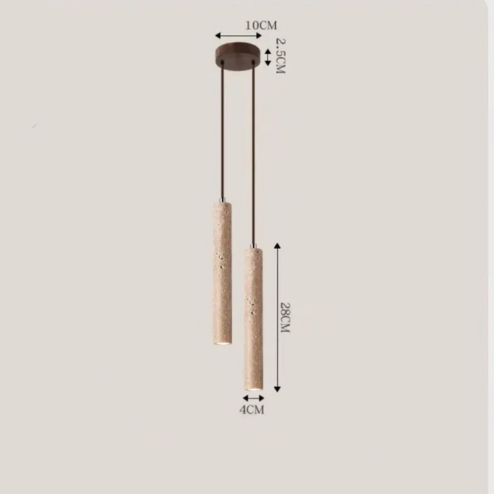 Edle Travertin LED Deckenleuchte im Wabi-Sabi Look, moderne Designlampe für stilvolles Licht.