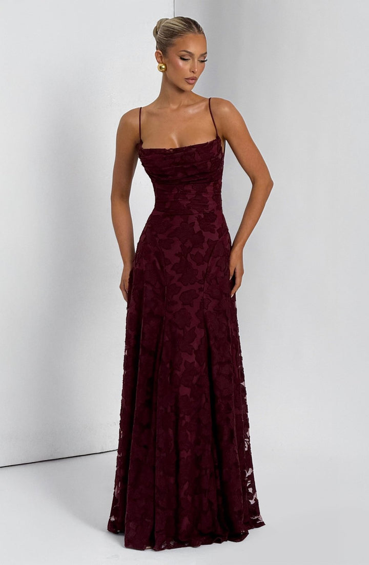 Damen Schnürkleid mit Blumenmuster, Maxilänge, für einen lässigen und zugleich eleganten Stil.