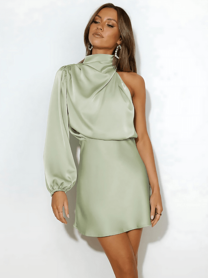 Damen One-Shoulder Minikleid, asymmetrisch geschnitten, bequem & modern für Sommer und Freizeit.
