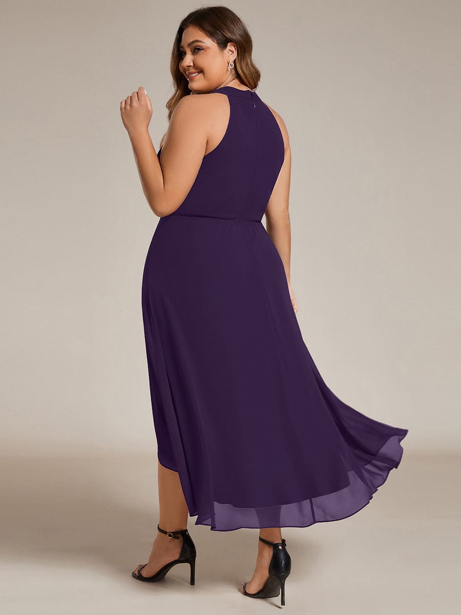 Elegantes Damen Festkleid A-Linie Midi, Plissee, für Hochzeiten & sommerliche Empfänge.