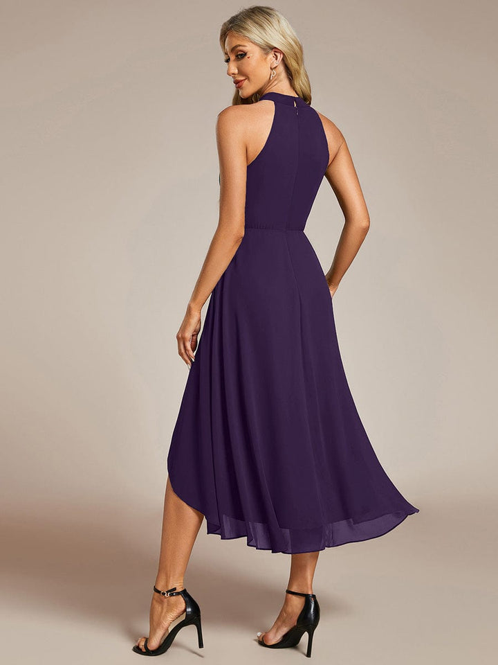 Damen Plissee A-Linie Midikleid, festlich & elegant, ideal für Hochzeiten im Sommer.