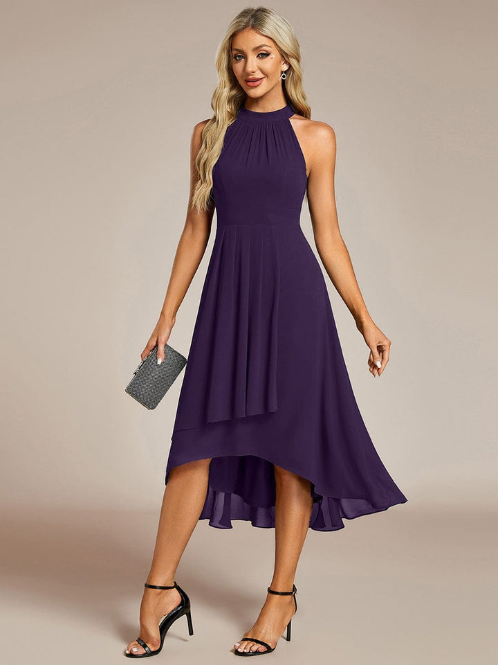 Festliches A-Linien Damen Abendkleid Midi, Halterneck, für stilvolle Sommeranlässe.