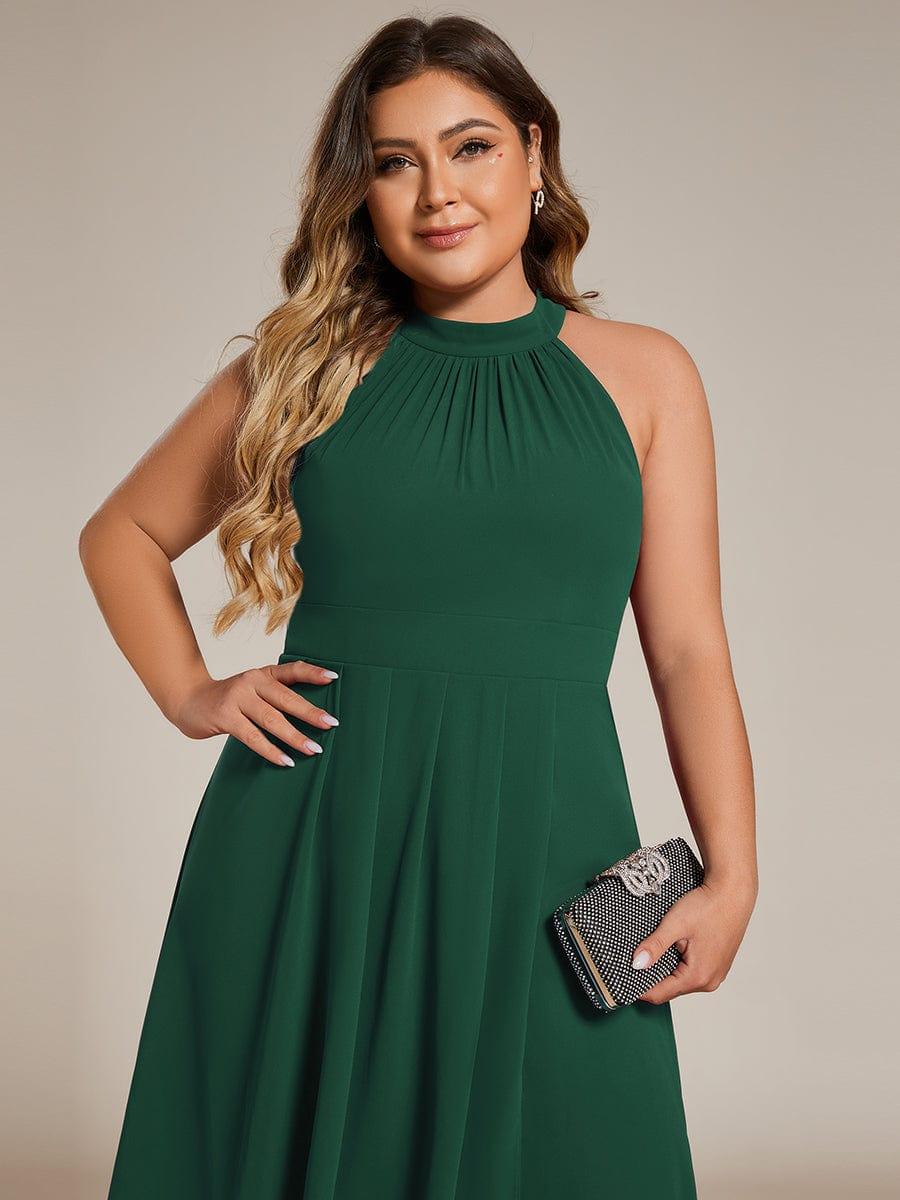 Festliches Damen Sommerkleid A-Linie, Midi, Plissee-Rock, ideal für Hochzeitsgäste.