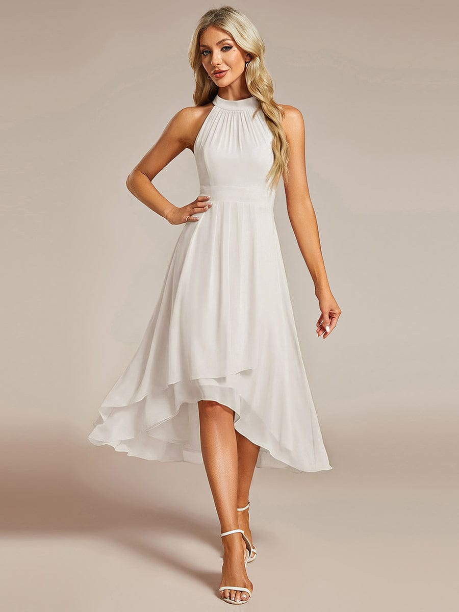 Damen Abendkleid A-Linie Midi, Halterneck, elegant, ideal für festliche Anlässe im Sommer.