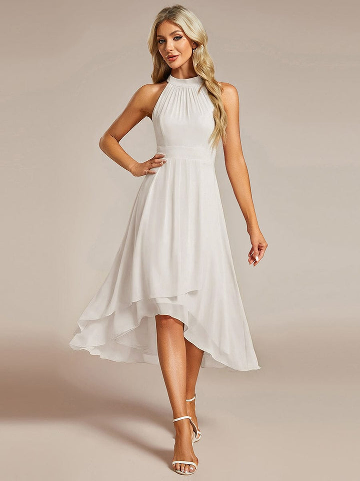 Damen Abendkleid A-Linie Midi, Halterneck, elegant, ideal für festliche Anlässe im Sommer.